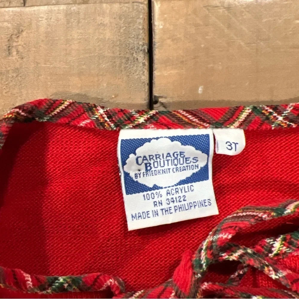 Carriage Boutique Blue Velvet Red Knit Dress And Sweater Set Girls 2-3T Plaid